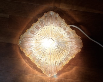 1 of 3 Vintage Glass Ceiling Light: Mid-Century Flush Mount Fixture