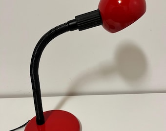 Vintage Red Desk Lamp: Mid-Century Modern Lighting, Made in Germany