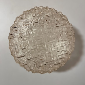 Vintage Relief Glass Sconce: Mid Century Flush Mount Ceiling Light