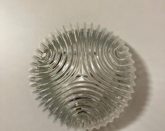 Vintage Flush Glass Ceiling Lights, Mid Century Modern Plafoniera, Glass Sconces with Relief, Round Glass Wall Lamps, Yugoslavia / 1970s