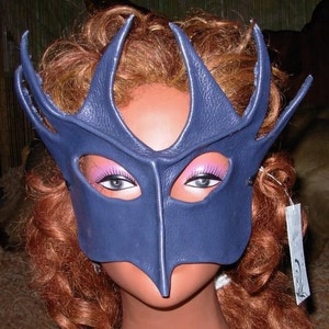 Leather  Mask  Navy Blue  Soft hand sculptured one of a kind