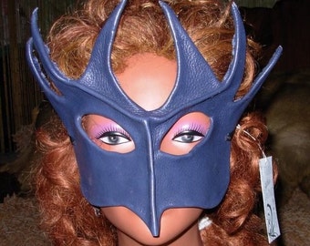 Leather  Mask  Navy Blue  Soft hand sculptured one of a kind