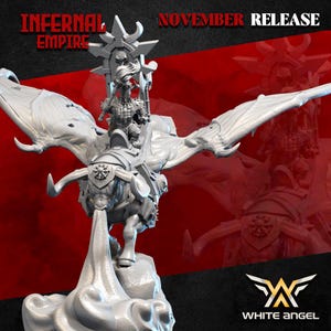 Chaos Dwarf Sorceror-Prophet on Bale Taurus White Angel Miniatures Infernal Mounted Commander