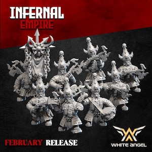 Infernal Whistle White Angel Miniatures Chaos Warriors Infernal Guard with Fire glaive and shield