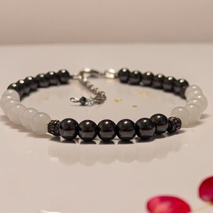 Trust and Will Bracelet Hematite and Clear Quartz