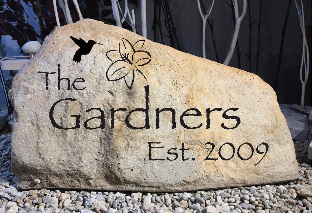 Personalized Garden Stone | Custom Address Rock | Memorial Marker ...
