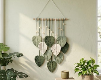 ungle Macramé Nursery Garland, Green Theme Baby Room Decor, Boho Nursery Wall Hanging, Baby Gift