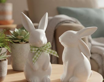 Ceramic Easter Bunny Figurine Porcelain Rabbit Table Decoration Holiday Desk Ornament