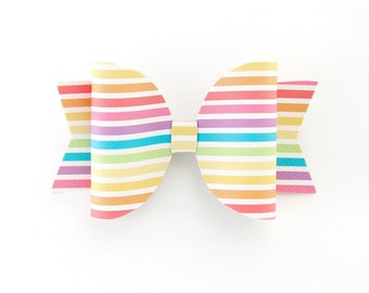 Rainbow Stripe Hair Bow, Girl Hair Bows, Toddler Bows, Nylon Headbands, Big Girl Bows, Baby Hair Bows, Rainbow Bows, Stripe Bows, Hair Clips
