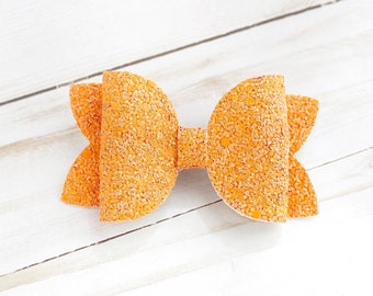 Orange Glitter Hair Bow, Glitter Hair Bows, Hair Bows, Baby Hair Bows, Toddler Hair Bows, Orange Hair Bow, Halloween Hair Bow, Halloween