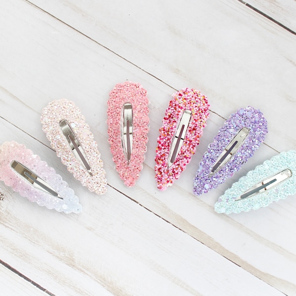 Pastel Glitter Snap Hair Clips, Hair Clips, Toddler Clips, Big Girl Hair Clips, Glitter Clips, Glitter Bows, Pastel Glitter, Pastel Clips