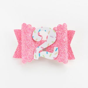 Hot Pink Glitter Birthday Hair Bow, Birthday Hair Bows, Hair Bow, Glitter Birthday Bows, Pink Bows, Big Girl Bows, Toddler Bow, Sprinkle Bow