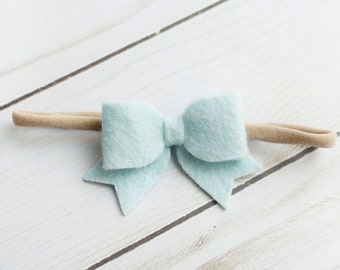 Felt Bows, Hair Bows, Felt Hair Bows, Blue Bows, Baby Hair Bows, Baby Headbands, Toddler Hair Bows, Nylon Headband, Tiny Baby Bow, Hairbow