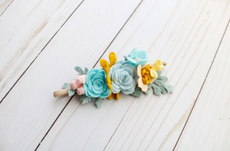 Butterfly Headband Felt Flower Blue Felt Flower Felt Felt Headband Toddler Headband Baby Girl Headband Nylon Headband Felt Headband
