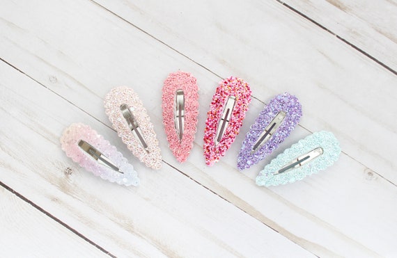 Pastel Glitter Snap Hair Clips Hair Clips Toddler Clips Big | Etsy