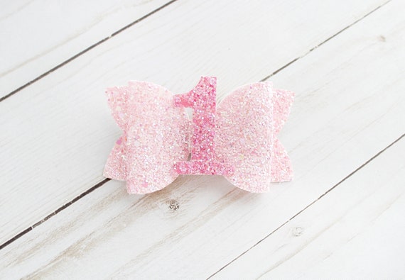 Pink Birthday Hair Bow, Baby Headband, Glitter Birthday Bow, Birthday Hair Bows, Glitter Hair Bows, Toddler Bows, Big Girl Hair Bows, Bows