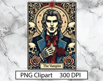 The Vampire Tarot Card PNG werewolves Sublimation Design Gothic Tarot PNG Mug Digital Download