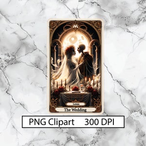 De bruiloft Tarot Card PNG Huwelijk In Liefde Sublimatie Design Liefhebbers Gotische Tarot PNG Mok Digitale Download