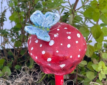 mushroom, butterfly, fairy garden, gardener gift, unique, Wiggleshroom., kinetic, non-toxic