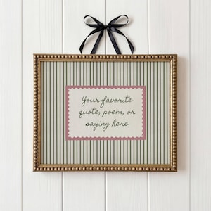 Personalized Text Print, Custom Saying Gift, Handwritten Style Quote Printable, Vintage Stripe Wall Art image 5