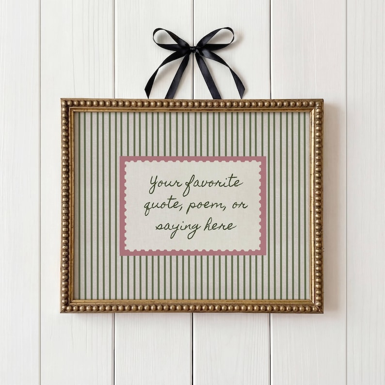 Personalized Text Print, Custom Saying Gift, Handwritten Style Quote Printable, Vintage Stripe Wall Art image 5