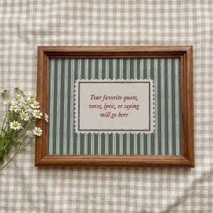 Custom Quote Wall Art Printable, Personalized Text Wall Decor, Vintage Green Stripe Landscape Print, Bespoke Home Gift (Digital Download)