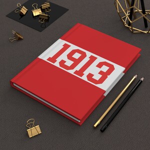 1913 Red and White Soror Hardcover Matte Journal, Soror, Meeting, Notes
