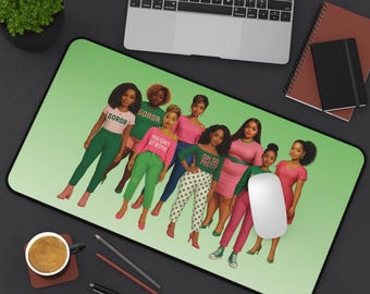 Tapete de mesa elegante rosa verde para escritório em casa, acessórios de mesa, tapete gamer, decoração de escritório, presente exclusivo para estudantes