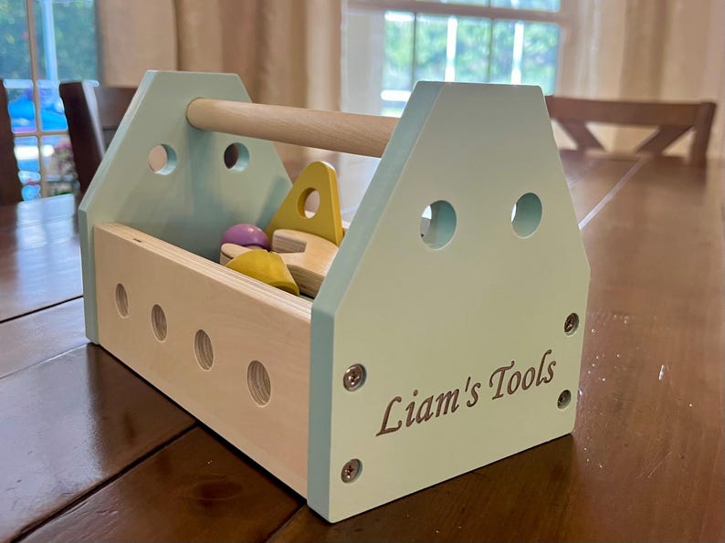 Personalized Wooden Tool Box Set for Kids Custom Name Engraving Pretend Play Educational Toy for Toddlers Handcraft Activity Birthday Gift image 12