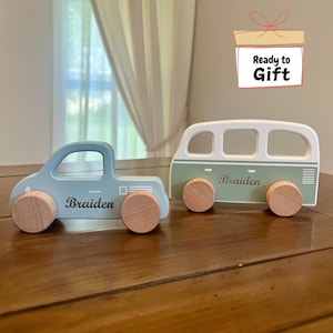 Personalisiertes hölzernes Spielzeugauto für Kleinkinder, erstes Geburtstagsgeschenk, Babypartygeschenk, Autos mit Namen, personalisiertes Geschenk für Osterkorb