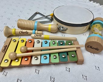 Personalized Wooden Musical Instruments for Toddlers Custom Baby Name Montessori Wooden Toy Toddler First Birthday gift Educational Toy