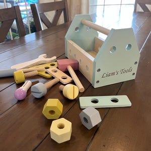Personalized Wooden Tool Box Set for Kids Custom Name Engraving Pretend Play Educational Toy for Toddlers Handcraft Activity Birthday Gift image 9