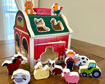 Personalized Wooden Sorting Barn Toy for Toddler Sorting Farm Toy for Toddlers Wooden toy Birthday Gift for Kids Christmas gift for Toddler