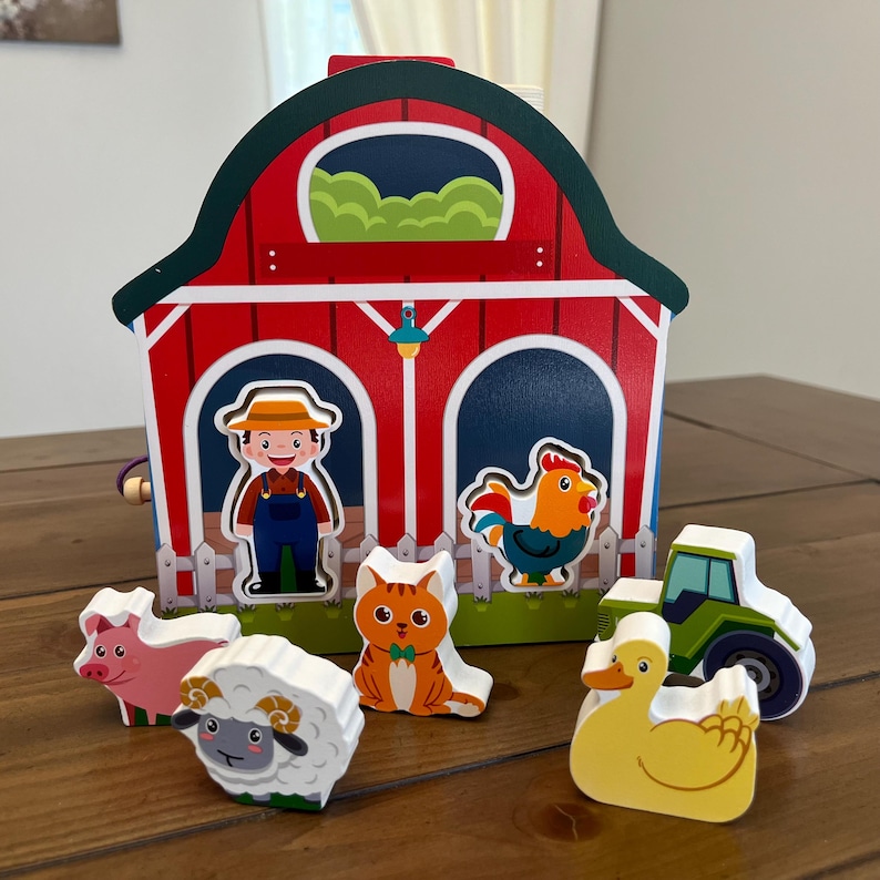 Personalized Wooden Farm Sorting Toy for Toddlers Custom Name Barn ...