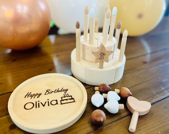 Personalized Wooden 1st Birthday Cake Toy Baby props for photography Montessori Custom Name Toddler Gift Pretend Play Cake First Birthday