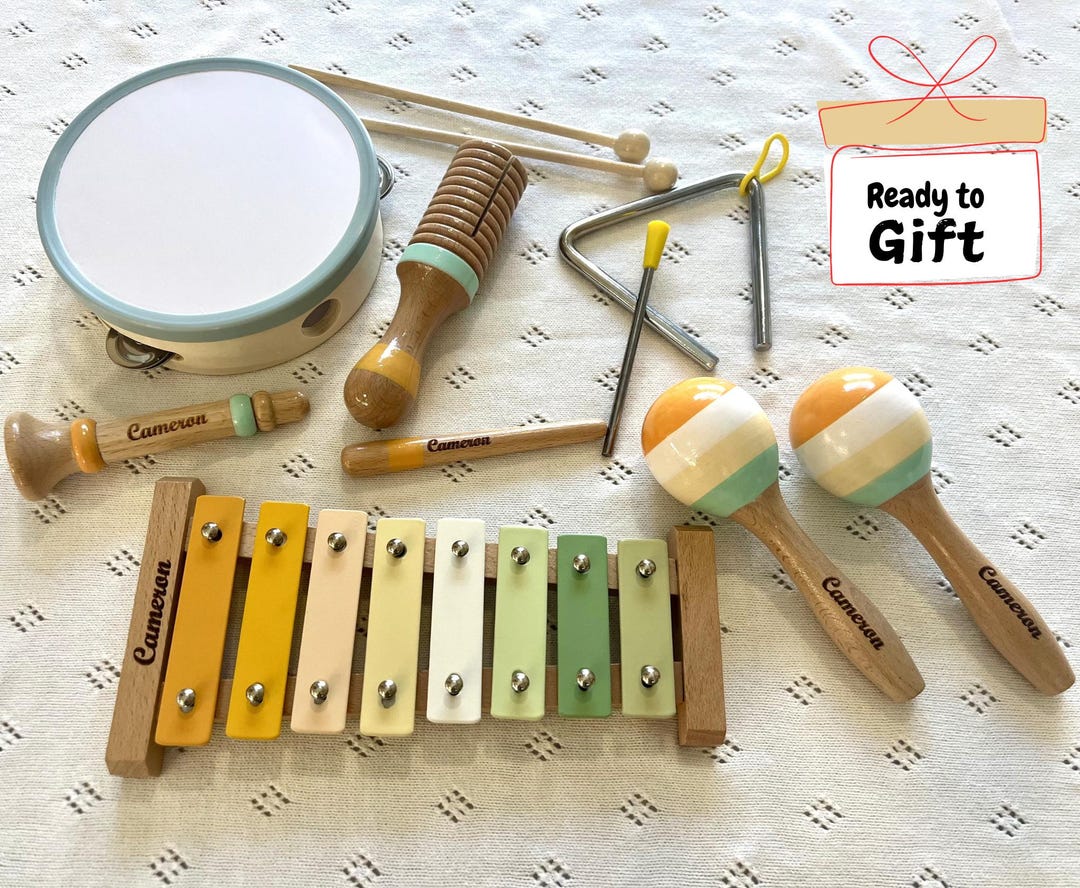 Montessori Music Toy Gift Set For Baby Sensory Toy Musical Instruments Kids Musical Toys For Toddler Instrument Baby Toys Wood Personalized