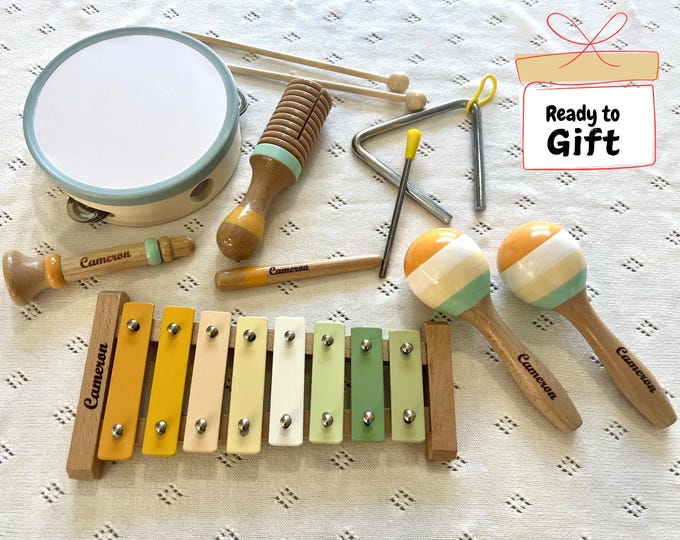 Personalized Wooden Musical Instruments for kids Montessori Wooden Sensory Toy Birthday gift Educational Toy Montessori Music Toy Gift Set