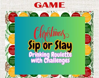 Fun Christmas Drinking Roulette, Holiday Alcohol Adult Icebreaker  Group Game- Sip or Slay #1