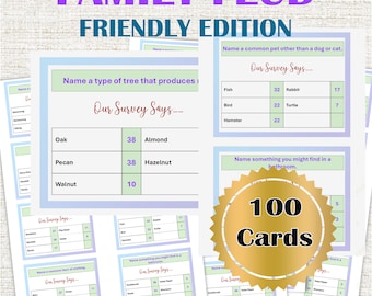 Friendly Family Feud Game PDF Printable for Party or Reunion - 100 Questions