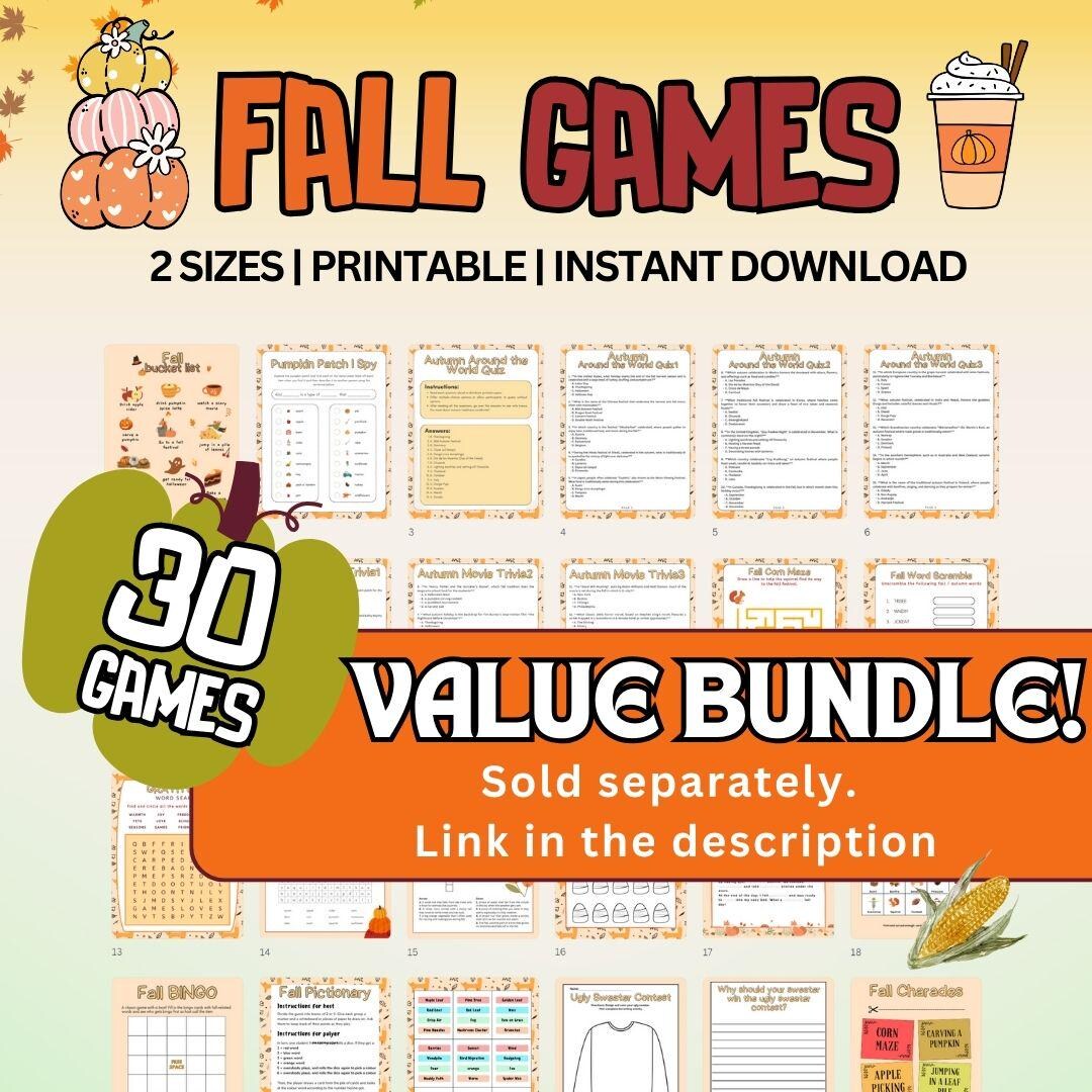 Fall Gme Value Fall/autumn Printable Game Bundle 30 Games –instant Download#1 - Etsy