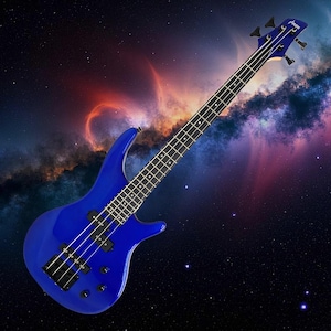 1/2 Size HAZE SBG385JB34 Electric Bass Guitar, Navy Metallic Blue, 24 Frets with Accessories and Optional Bass Effects Pedal