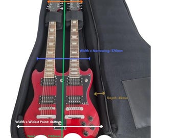 DE20PB 20mm Double Neck Guitar Padded Bag - Made from 20mm reinforced 1200D fabric