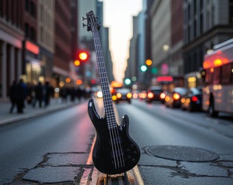 Haze SPB3270BK Fretless, Neck-Thru 4-String Electric Bass Guitar in Black + Free Gig Bag