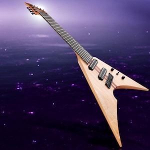 Caraya 8-String Okoume Fanned Fret V-Shaped "Nightshade" Electric Guitar w/ Built-In Belcat Humbucker Pickups - FV8MS