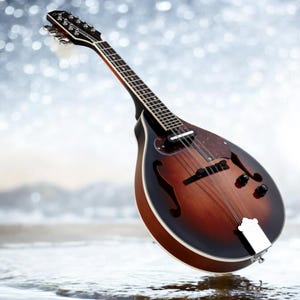 Mandoline électro-acoustique de style A en tilleul de Caraya avec pickguard intégré et accastillage chromé - SMA006E