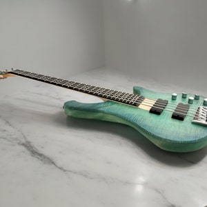 Hollow Body 5-String Electric Bass Guitar, Maple Neck, Matte Blue