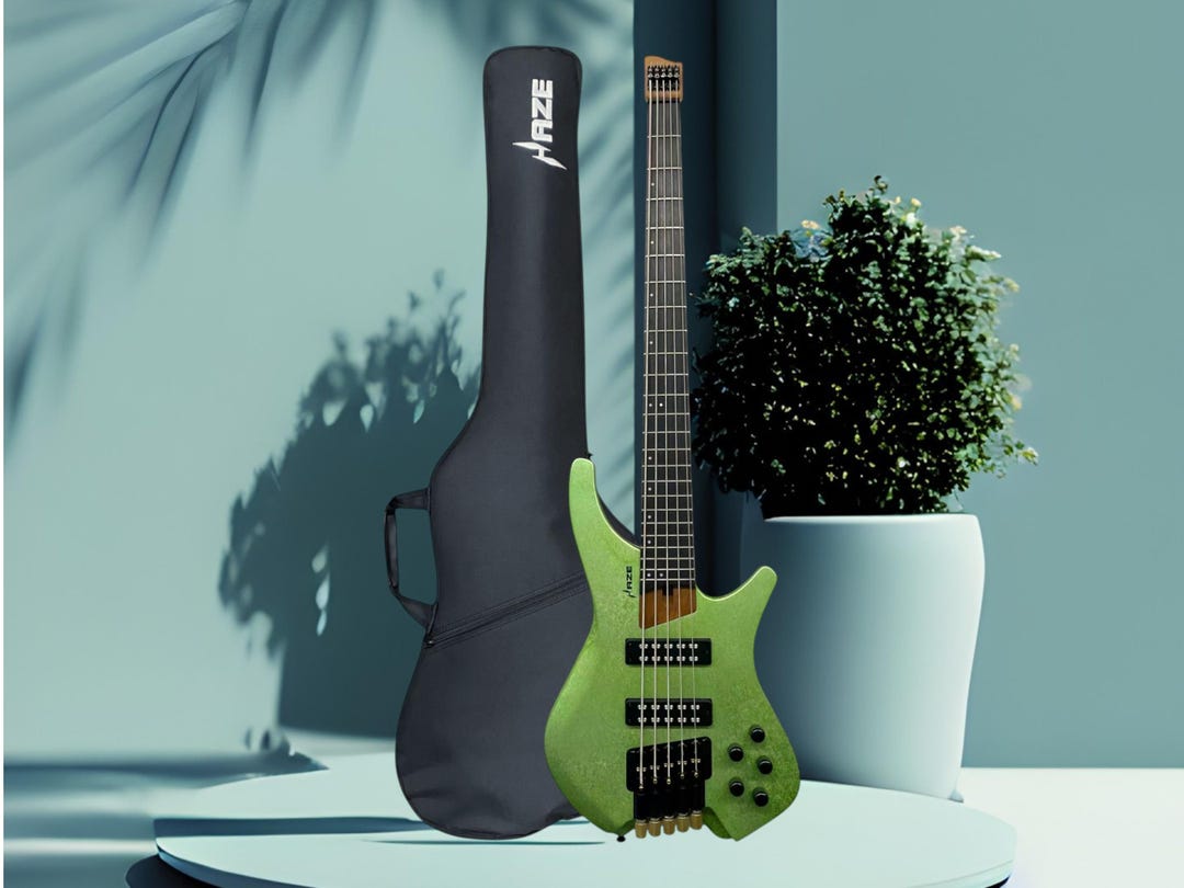 Bass Thing String Instrument Haze HB5 Emerald Headless 5-string Electric Bass – Snowflake Green ...