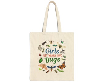 Girls Just Wanna Have Bugs! Cotton Canvas Tote Bag