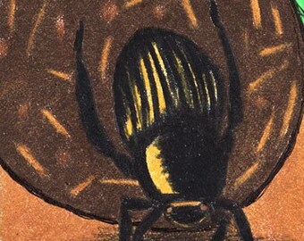 Dung Beetle Bug ACEO art Original by SamanthasArtStudio on Etsy