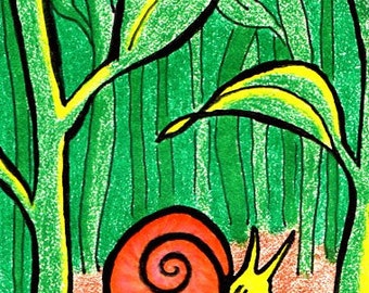 Snail ACEO Bug Art Original by SamanthasArtStudio on Etsy